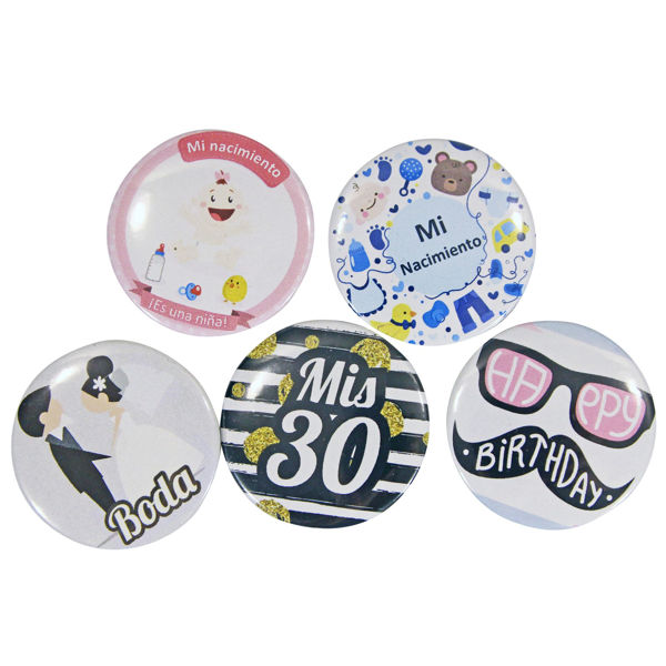 Imagen de Pin con prendedor 37 mm personalizable, de metal