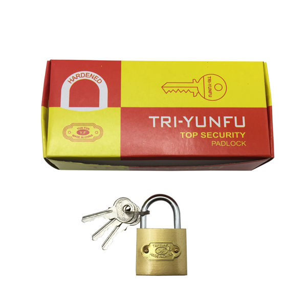 Imagen de Candado 32mm dorado, con 3 llaves, CAJA x6
