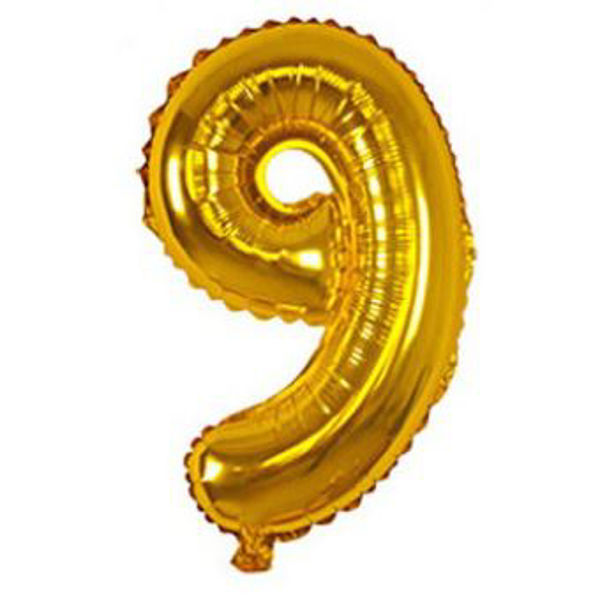 Imagen de Globo metalizado Filippo 16", N°9 dorado, en bolsa
