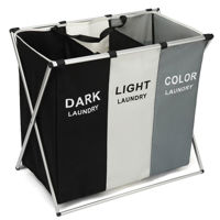 Imagen de Cesto de ropa plegable, 3 canastos, bolsillos exteriores, en caja