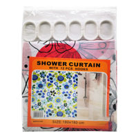 Imagen de Cortina de baño con 12 aros de plástico, de PEVA, varios diseños, en bolsa