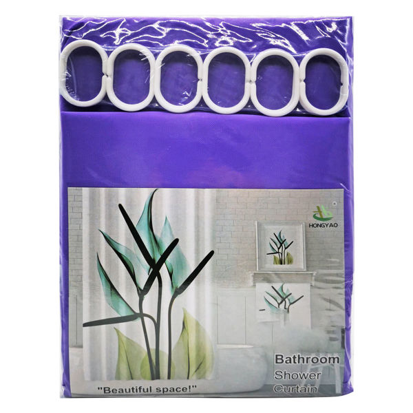 Imagen de Cortina de baño con 12 aros de plástico, de EVA, varios colores, en bolsa