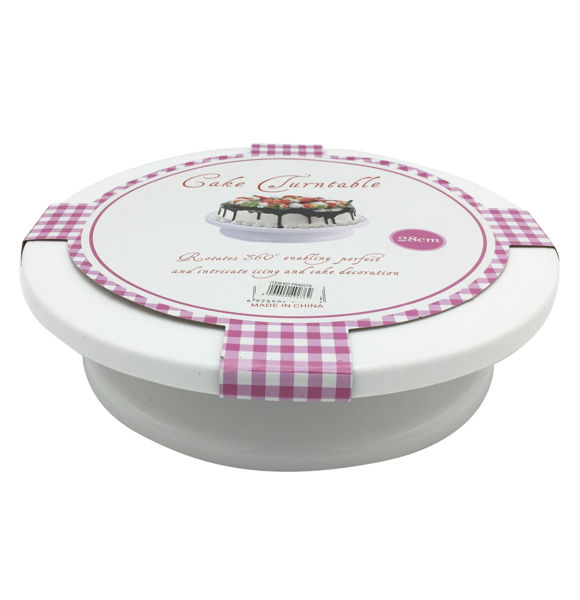 Imagen de Base giratoria de plástico, 28cm, para presentar o decorar tortas