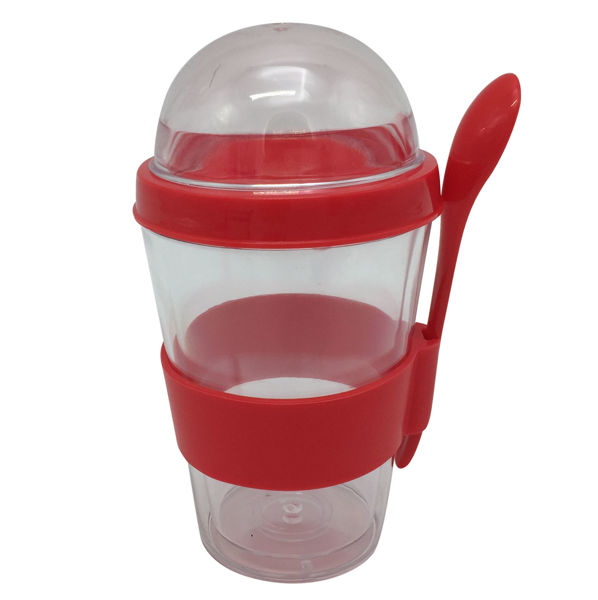 Imagen de Tupper de acrílico para ensaladas, con contenedor para aderezo y cuchara, en caja