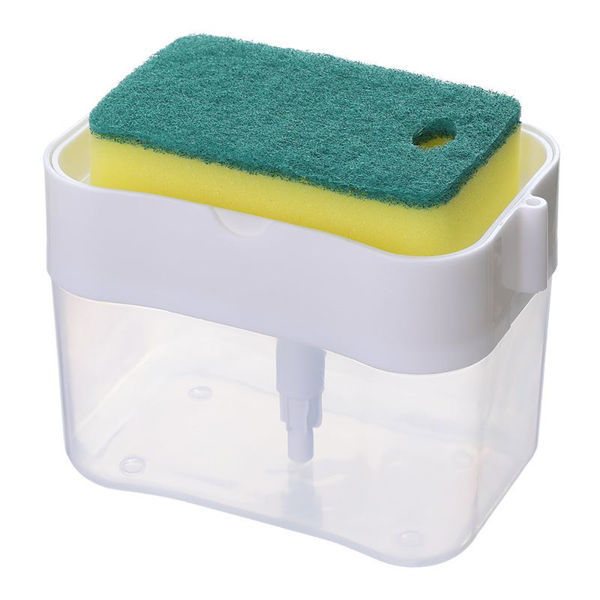 Imagen de Dispensador de jabón y porta esponja de acrílico, en caja