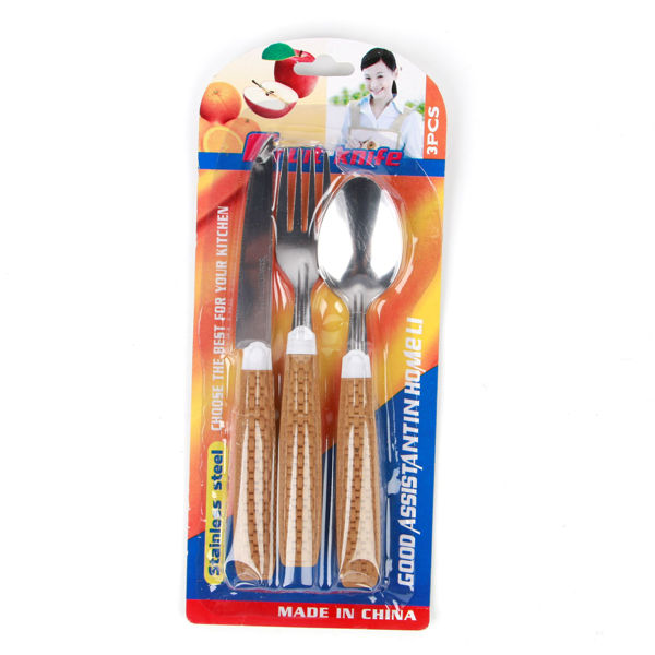 Imagen de Cubiertos, mangos de plástico, para postre, set x 3, en blister