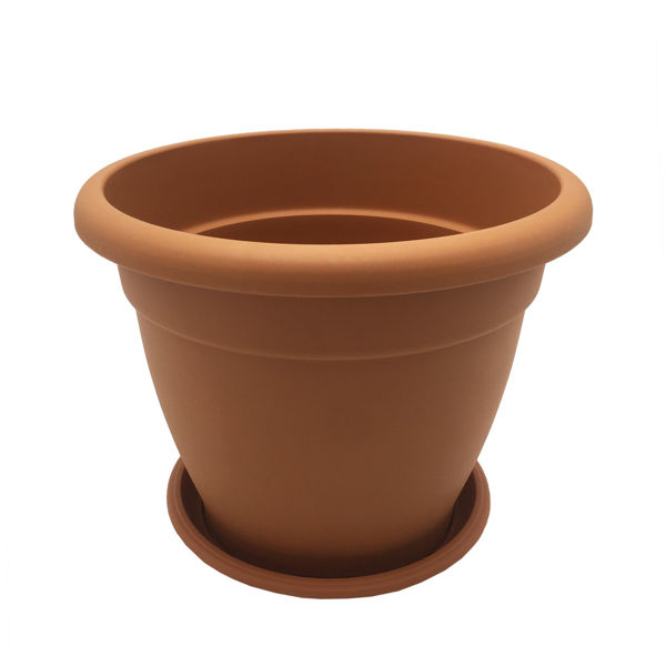 Imagen de Maceta de plástico redonda, 31cm, con plato