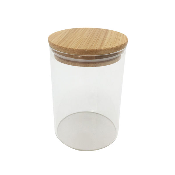 Imagen de Frasco de vidrio con tapa de bambú 650ml
