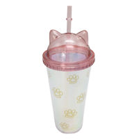 Imagen de Vaso con sorbito, de acrílico 380ml, tapa rosca, en bolsa, varios diseños