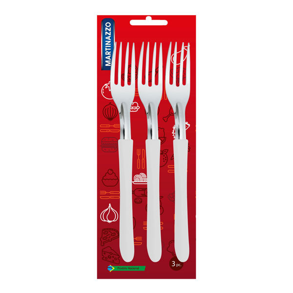 Imagen de Cubiertos tenedor de mesa x3 en blister, acero inoxidable BLANCO, ELEGANCE MARTINAZZO