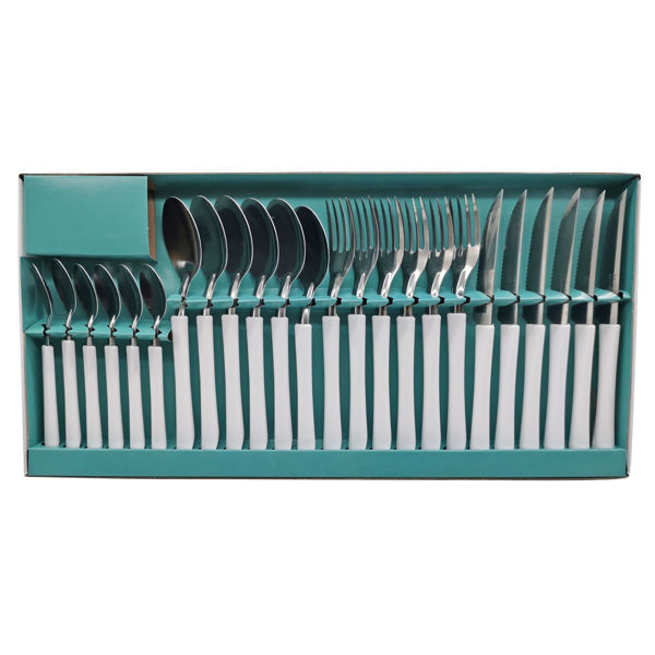 Imagen de Cubiertos juego x24 acero inox en caja BLANCO, ELEGANCE MARTINAZZO
