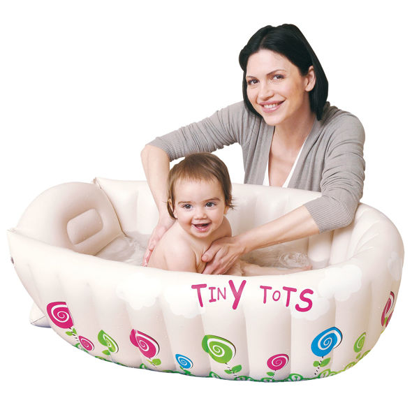 Imagen de Bañito inflable para bebé de PVC, con indicador de temperatura, en caja, Jilong