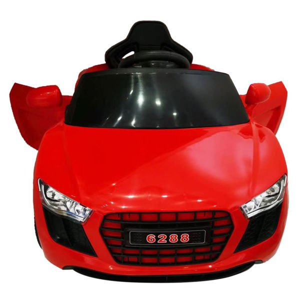Imagen de Auto a batería ROJO, 6V con control remoto, con luces y sonido, auxiliar de auriculares, en caja