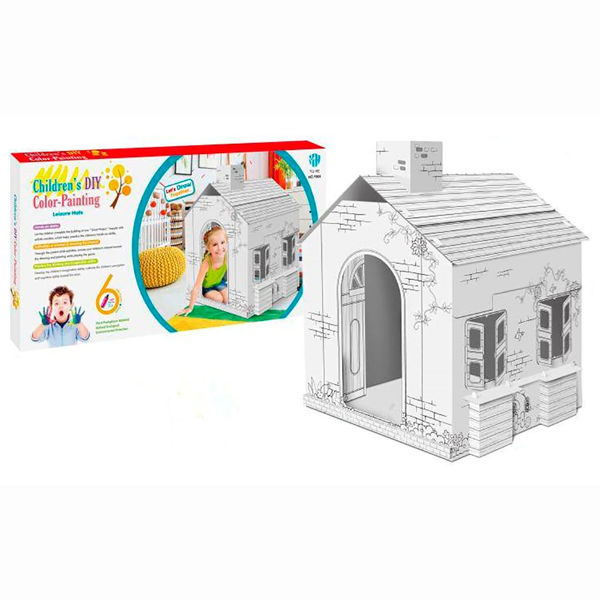 Imagen de Casita de cartón, para pintar, incluye 6 marcadores, en caja