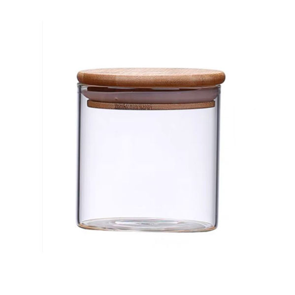 Imagen de Frasco de vidrio con tapa de bambú 600ml, en caja