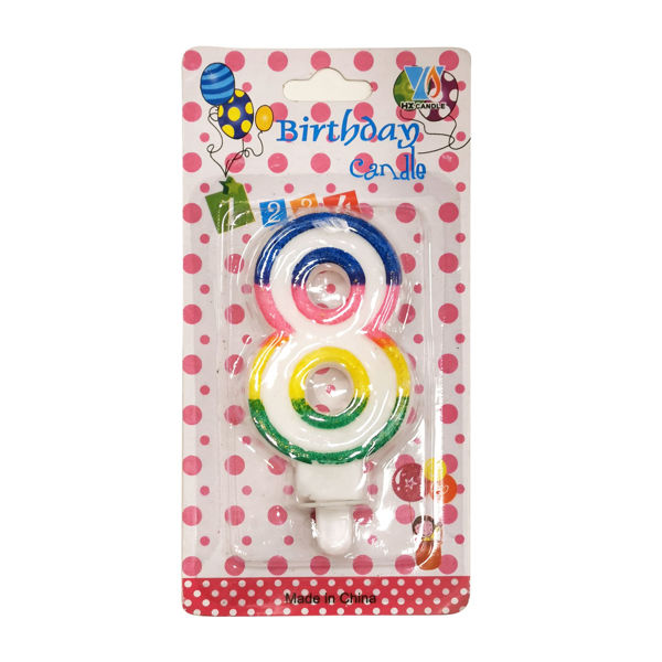 Imagen de Velita borde multicolor N°8, en blister CAJAx12
