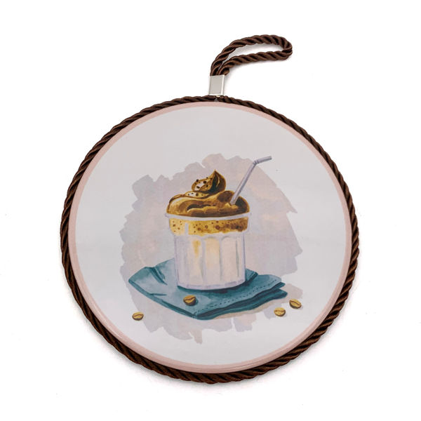 Imagen de Posafuente de cerámica con base de corcho, en caja, varios diseños