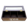 Imagen de Caja para té de madera y vidrio, 3 reparticiones, con diseño