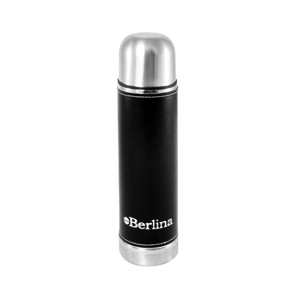 Imagen de Termo 500cc bala forrado color negro, pico botón, base antideslizante, Berlina