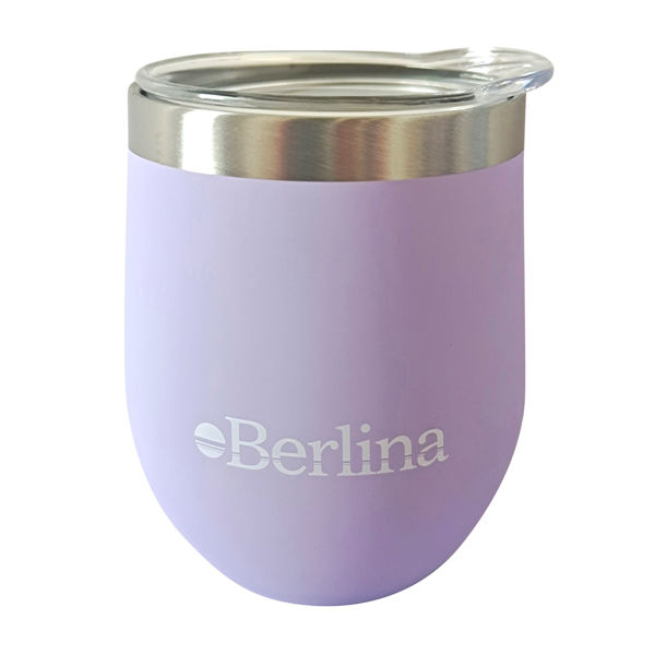 Imagen de Mate con tapa 220ml Berlina VIOLETA, doble pared de acero inoxidable en caja