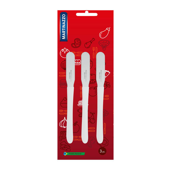 Imagen de Cuchillo espátula para untar x3 en blister BLANCO, ELEGANCE MARTINAZZO