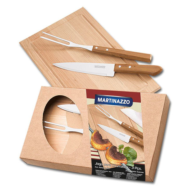 Imagen de Cubiertos para asado x2 con tabla de madera, en caja, UNIVERSAL MARTINAZZO