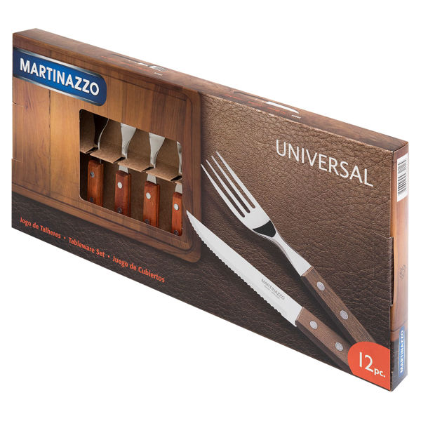 Imagen de Cubiertos juego x12 acero inox en caja mango de madera, UNIVERSAL MARTINAZZO