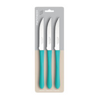 Imagen de Cubiertos cuchillo de mesa x3 en blister, acero inoxidable VERDE, ELEGANCE  MARTINAZZO