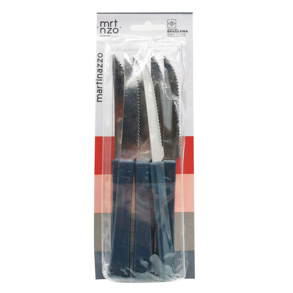 Imagen de Cubiertos cuchillo de mesa x6 en blister, acero inoxidable AZUL, UNA MARTINAZZO