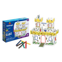 Imagen de Puzzle 3D, cartón, castillo para pintar con crayolas, en caja XALINGO