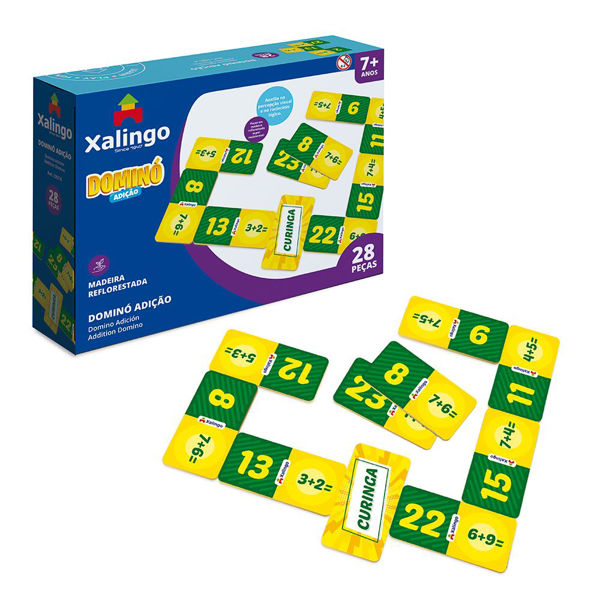 Imagen de Juego de mesa, dominó, 28 piezas de madera sumas, XALINGO, en caja