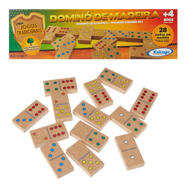 Imagen de Juego de mesa, dominó, 28 piezas de madera, XALINGO, en caja
