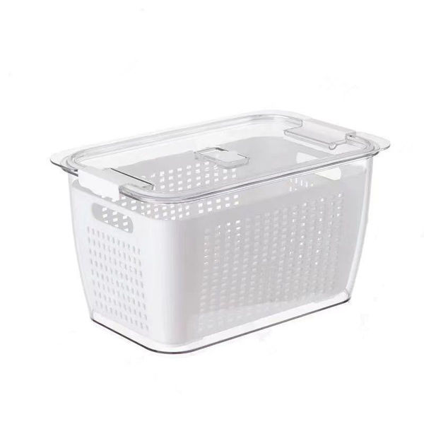 Imagen de Caja organizadora de acrílico, con escurridor y divisiones, en caja