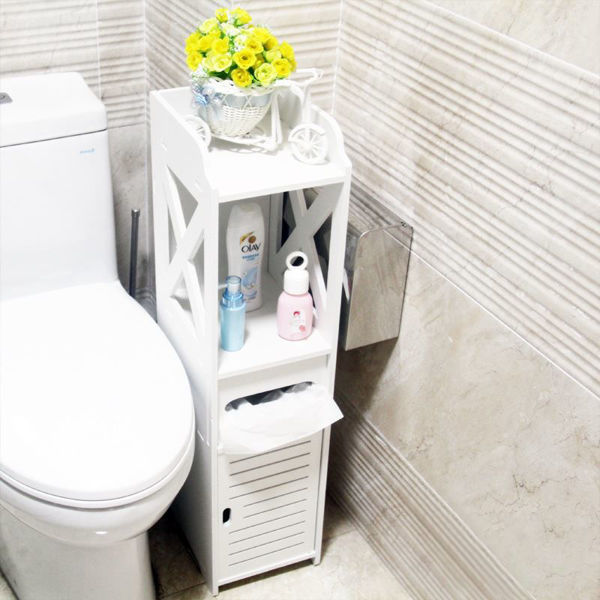 Imagen de Mueble organizador de madera 4 niveles, con dispensador de papel