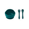 Imagen de Plato bowl con ventosa y cubiertos de silicona, en bolsa varios colores