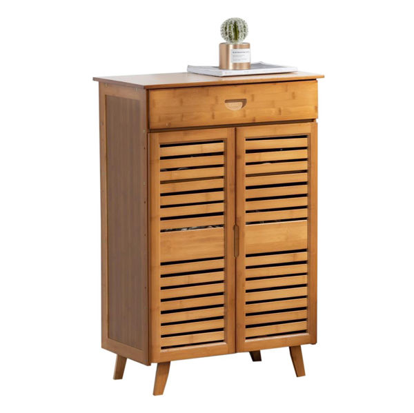 Imagen de Mueble organizador de bambú, recibidor 4 estantes 1 cajón, en caja