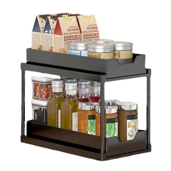 Imagen de Organizador de plástico con bandejas corredizas, ideal para bajo mesada, en caja