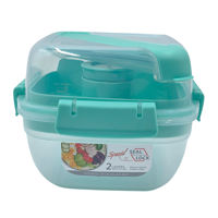 Imagen de Vianda recipiente de plástico con cubiertos 2 niveles, varios colores