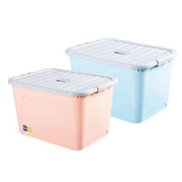 Imagen de Caja organizadora de plástico 98L, con ruedas 2 colores