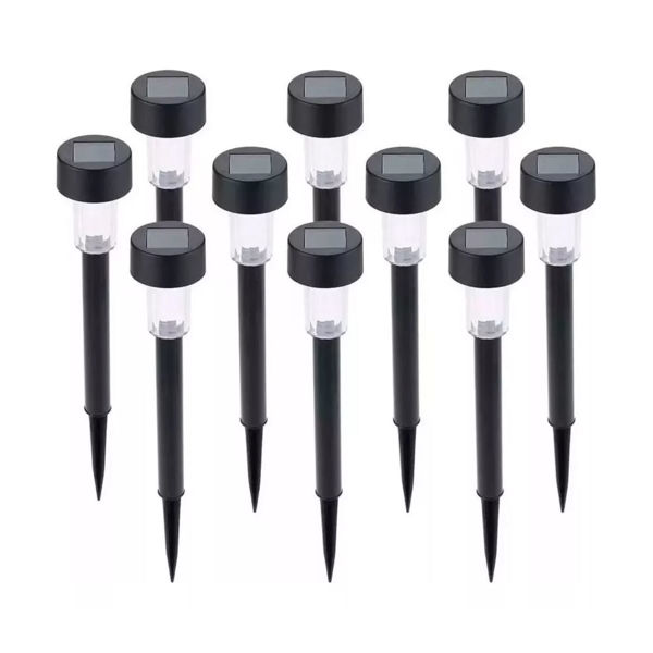 Imagen de Lámpara led pincho para jardín negro, recarga solar, CAJAx10