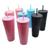 Imagen de Vaso con sorbito, de plástico 1000ml PACKx8, varios colores