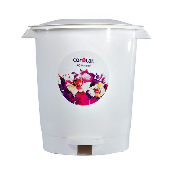 Imagen de Papelera de plástico 12L con pedal, blanco