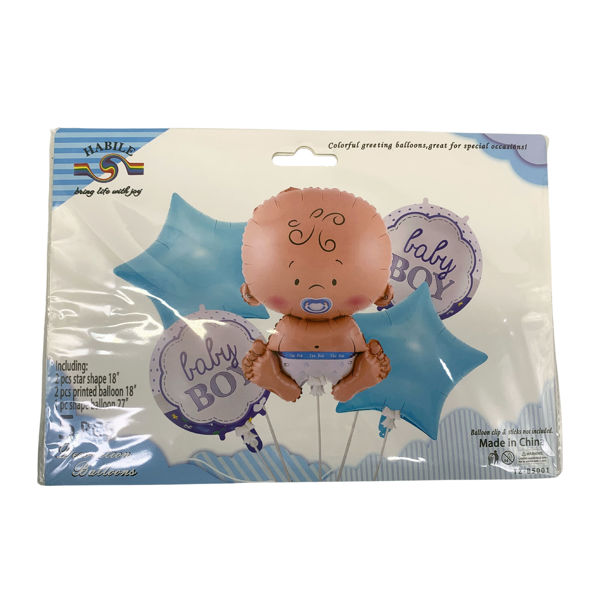 Imagen de Globo metalizado bebé, x5, CELESTE en bolsa