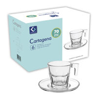 Imagen de Taza de vidrio con plato para café 70ml x6, en caja