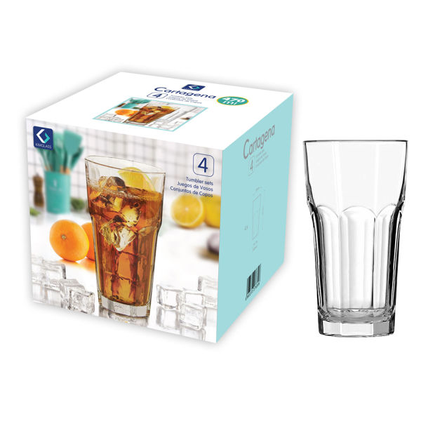 Imagen de Vaso de vidrio 470ml x4, en caja