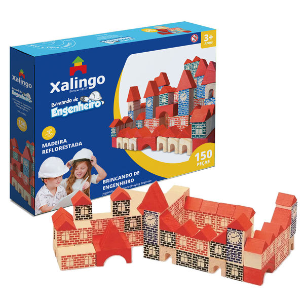 Imagen de Bloques de madera, 150 piezas, XALINGO, en caja
