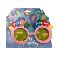 Imagen de Lentes de cotillón, cartel feliz cumpleaños, en blister