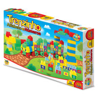 Imagen de Bloques de plástico, 128 piezas, con stickers de letras y números, en caja