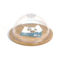 Imagen de Cubre tortas de acrílico con plato de bambú