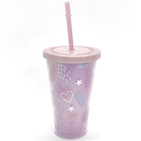 Imagen de Vaso con sorbito, de acrílico 450ml, varios diseños en caja